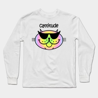 CATTITUDE 2 - SOFT RAINBOW TONES Long Sleeve T-Shirt